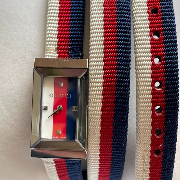 Gucci G-Frame Nylon Strap Wrap Strap Watch Green Swiss Made NWT AND BOX - Picture 9 of 16